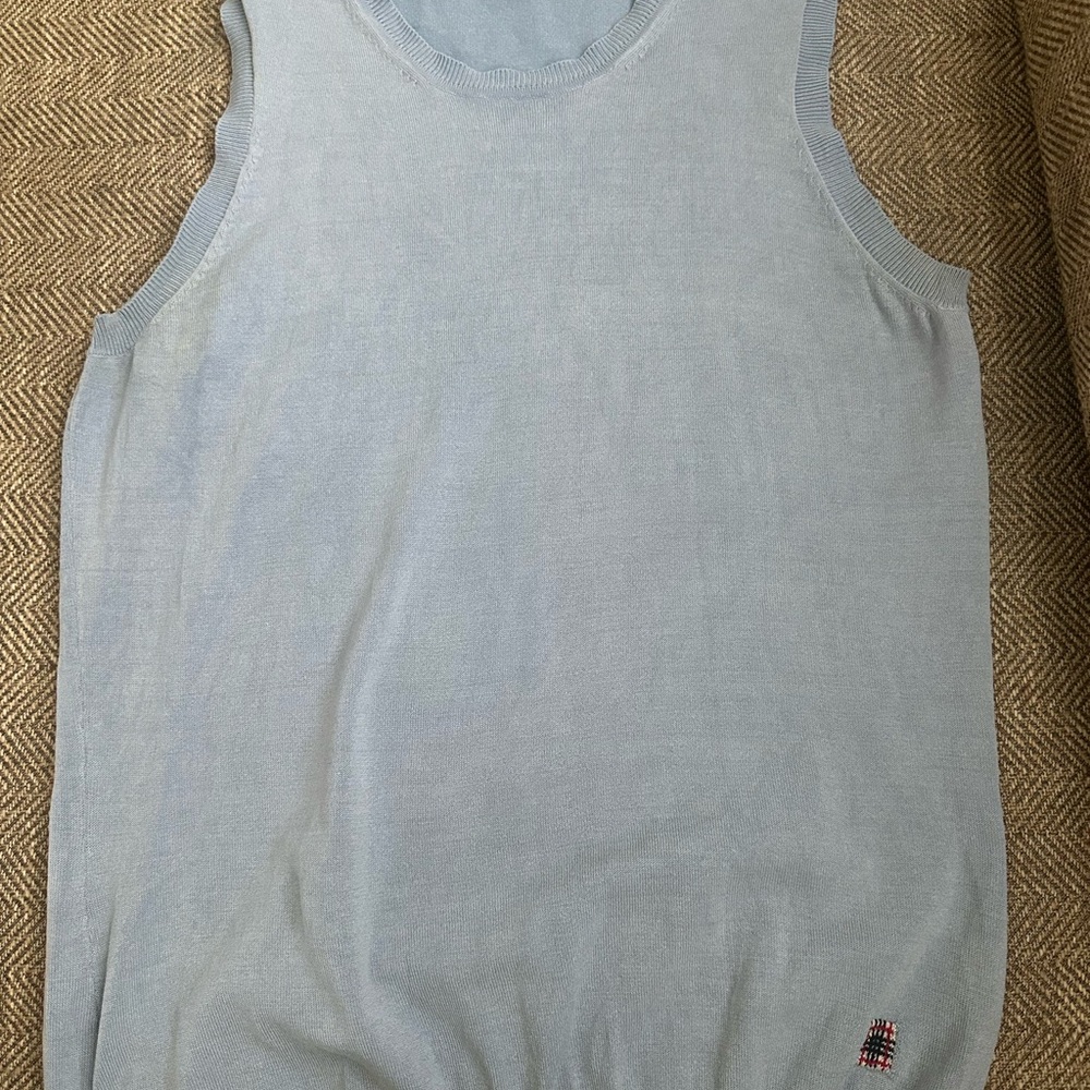 Burberry Light Blue Silk Sleeveless Sweater Vest